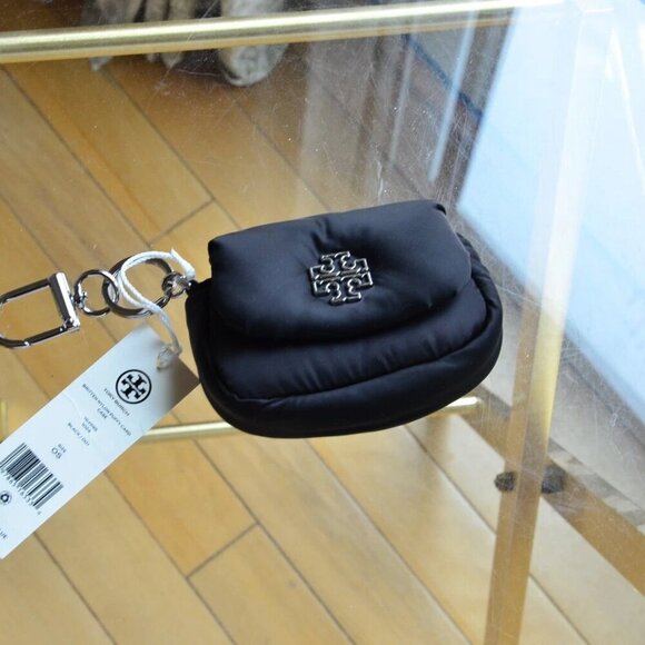 Tory Burch Britten Nylon Puffy Card Case Black - Picture 3 of 8